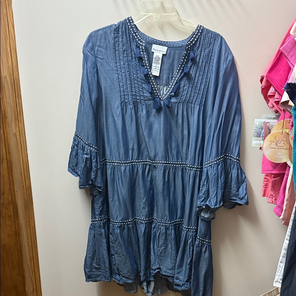 Tommy Bahama Indigo Tunic with Tassel Accents